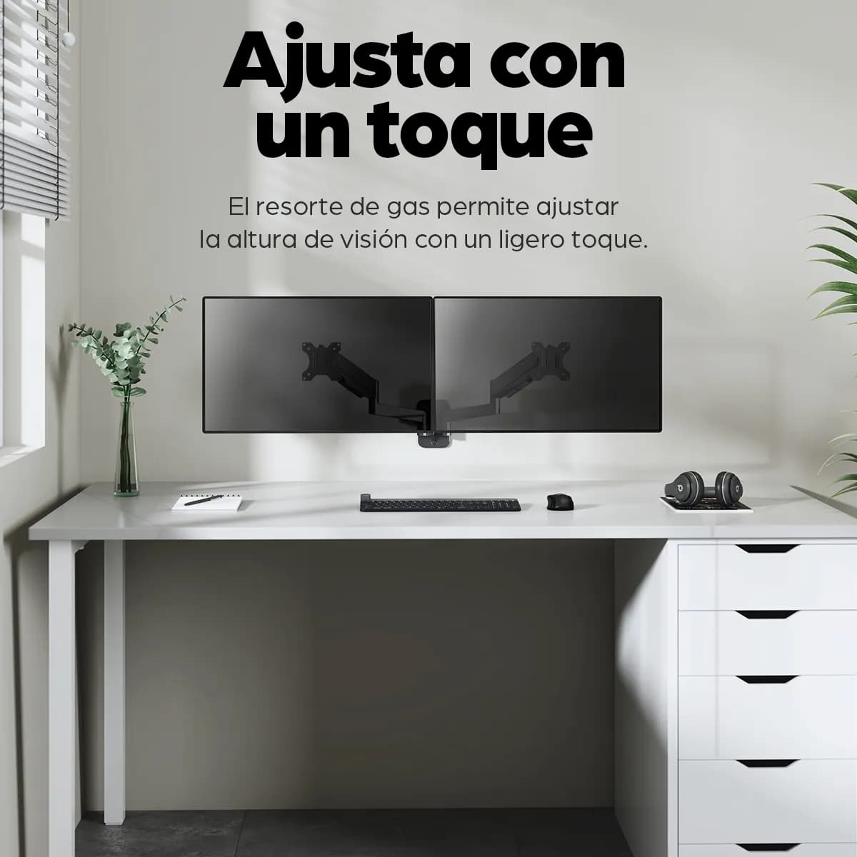 Manhattan Soporte universal para dos monitores, con pistón a gas 12