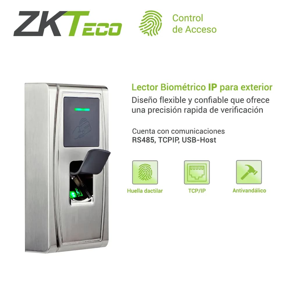 CONTROL DE ACCESO AVANZADO ZKTECO MA300 BIOMETRICO ANTIVANDALICO  PARA 2