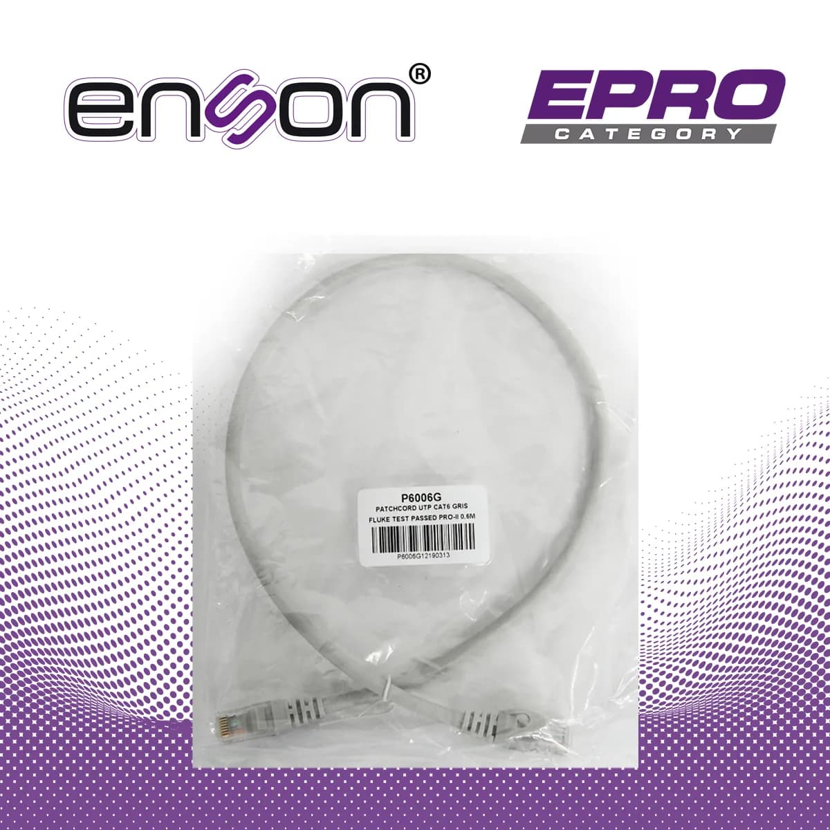 PATCHCORD UTP ENSON P6006G CAT6 60CM GRIS SERIE EPRO 100-II 100 POR CI 6
