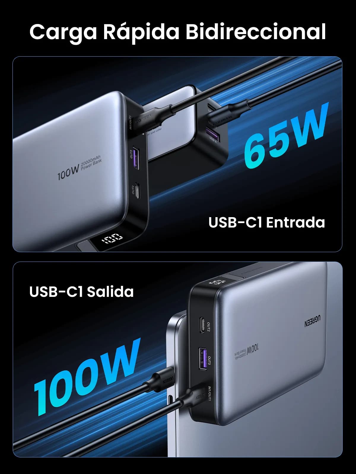 Ugreen 25188 batería externa 20000 mAh Gris 15