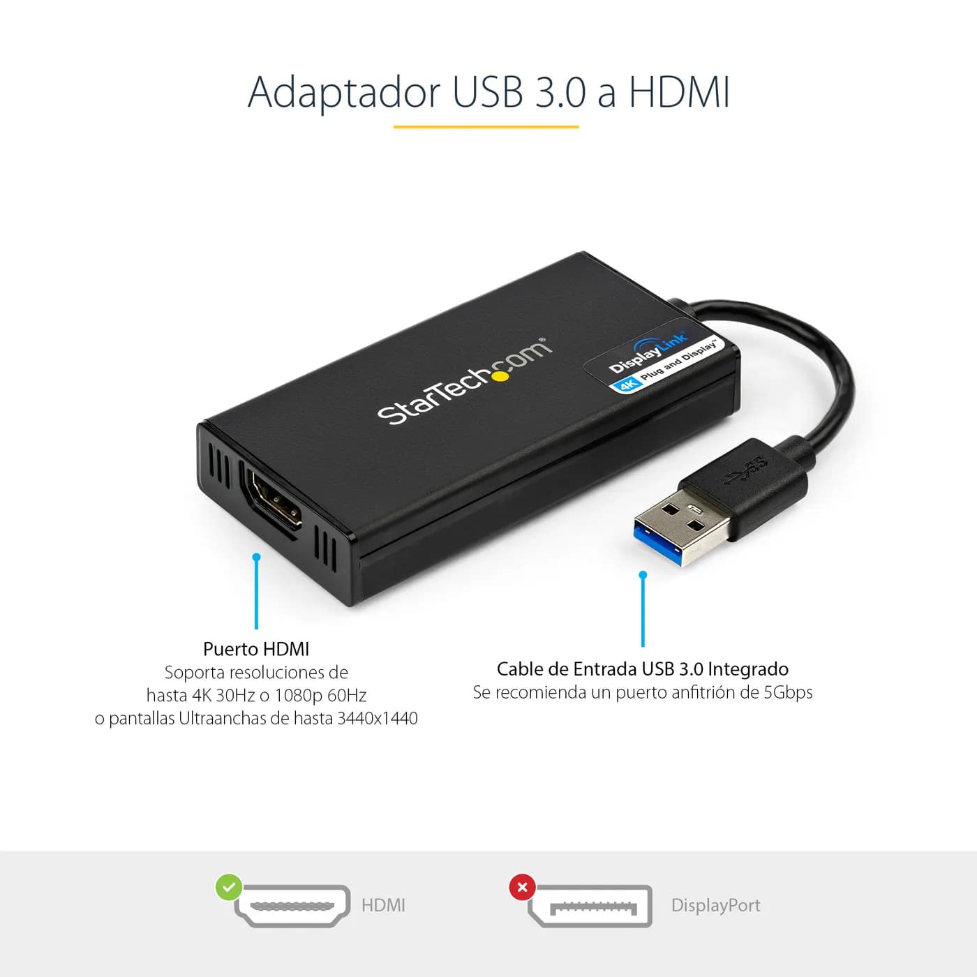 StarTech.com Adaptador Gráfico Externo Multi Monitor USB 3.0 a HDMI Ul 6