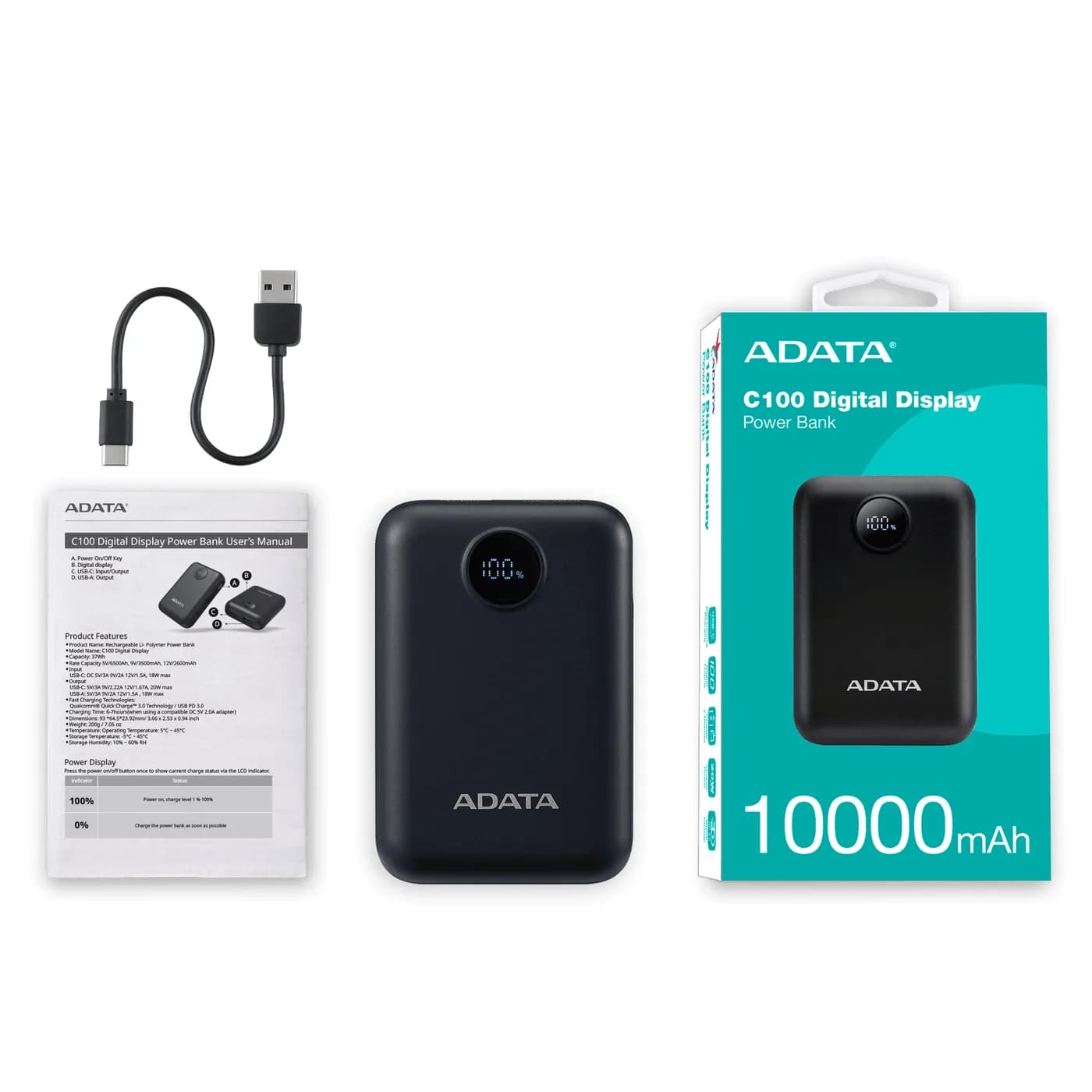 ADATA C100 Polímero de litio 10000 mAh Negro 7