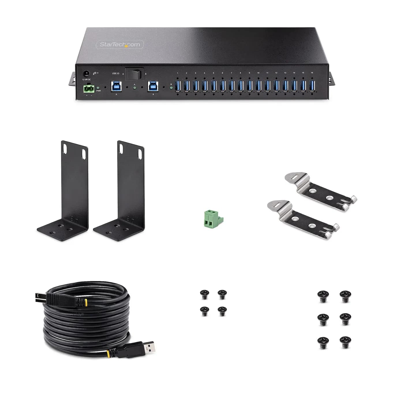 StarTech.com Hub USB 3.0 5Gb de 16 Puertos Industrial - Metal - Montaj 10