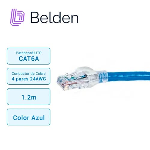 PATCH CORD UTP CAT6A BELDEN CA21106004 / INTERIOR / AZUL / 4 PARES / 2 2