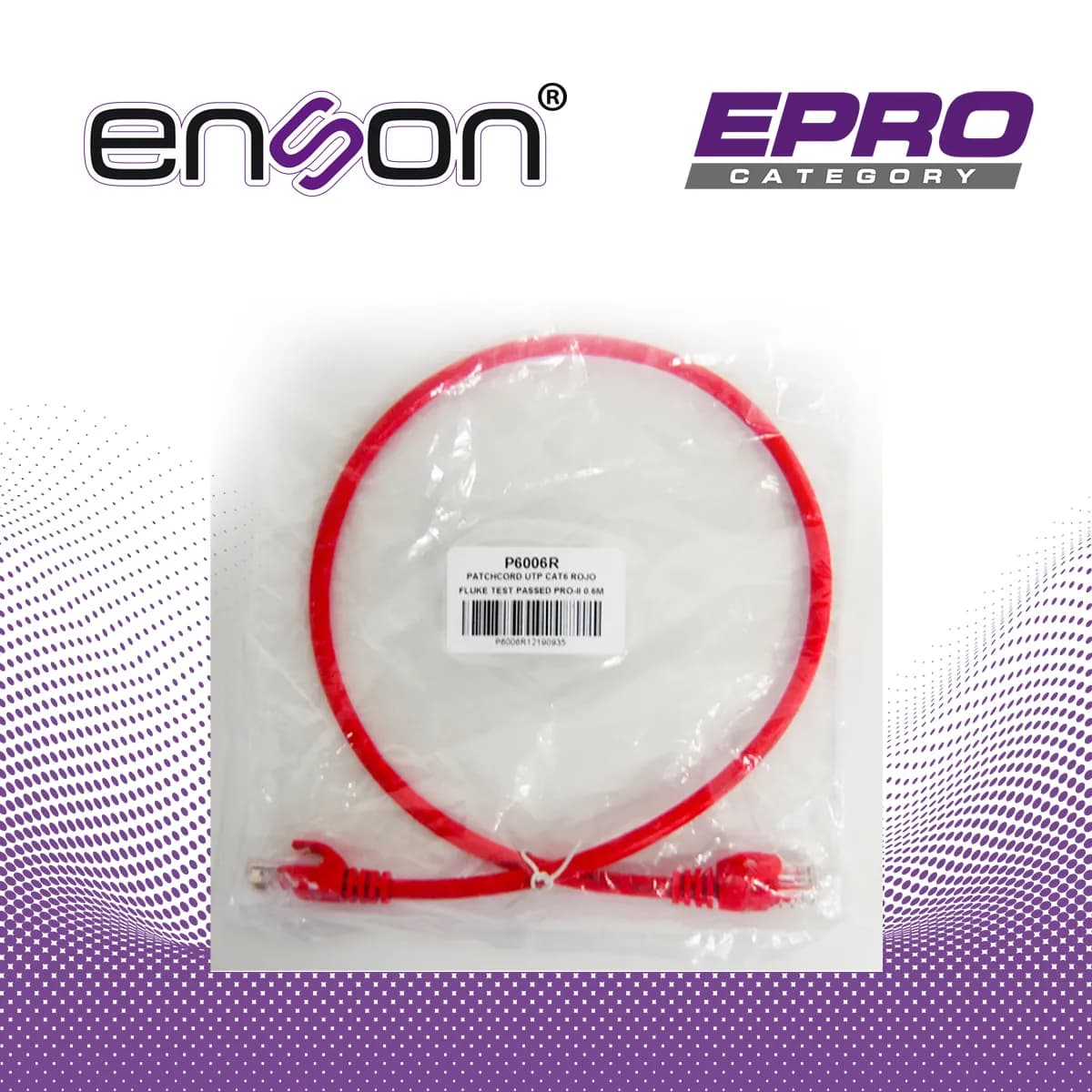 PATCHCORD UTP ENSON P6006R CAT6 60CM ROJO SERIE EPRO 100-II 100 POR CI 6