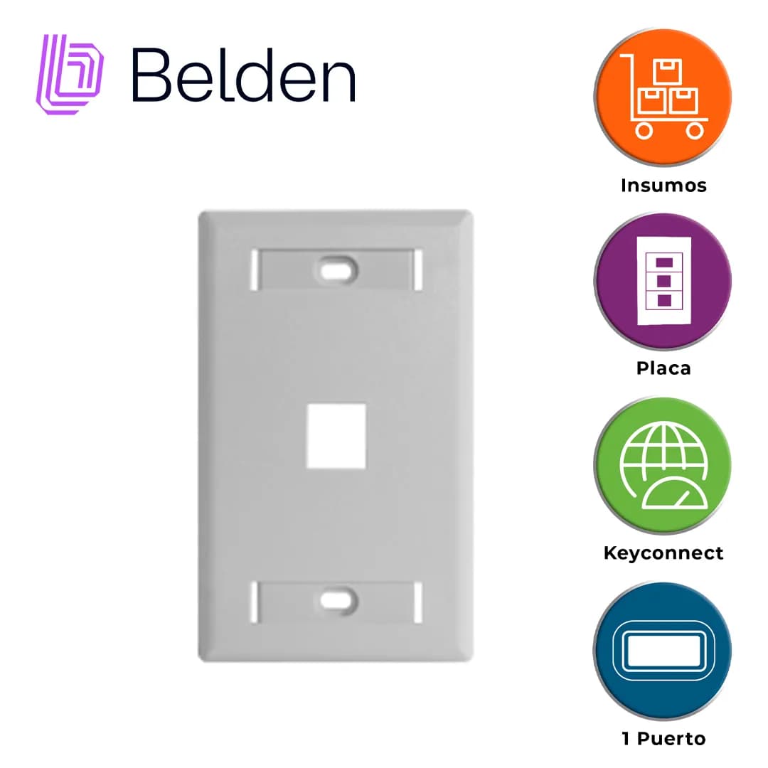 PLACA DE PARED (FACEPLATE) BELDEN AX102660 / INTERIOR / BLANCO /1 PUER 4