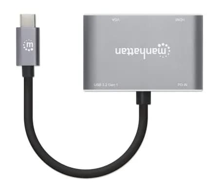 Manhattan Docking Station de USB-C a HDMI y VGA, 4 en 1, con suministr 2
