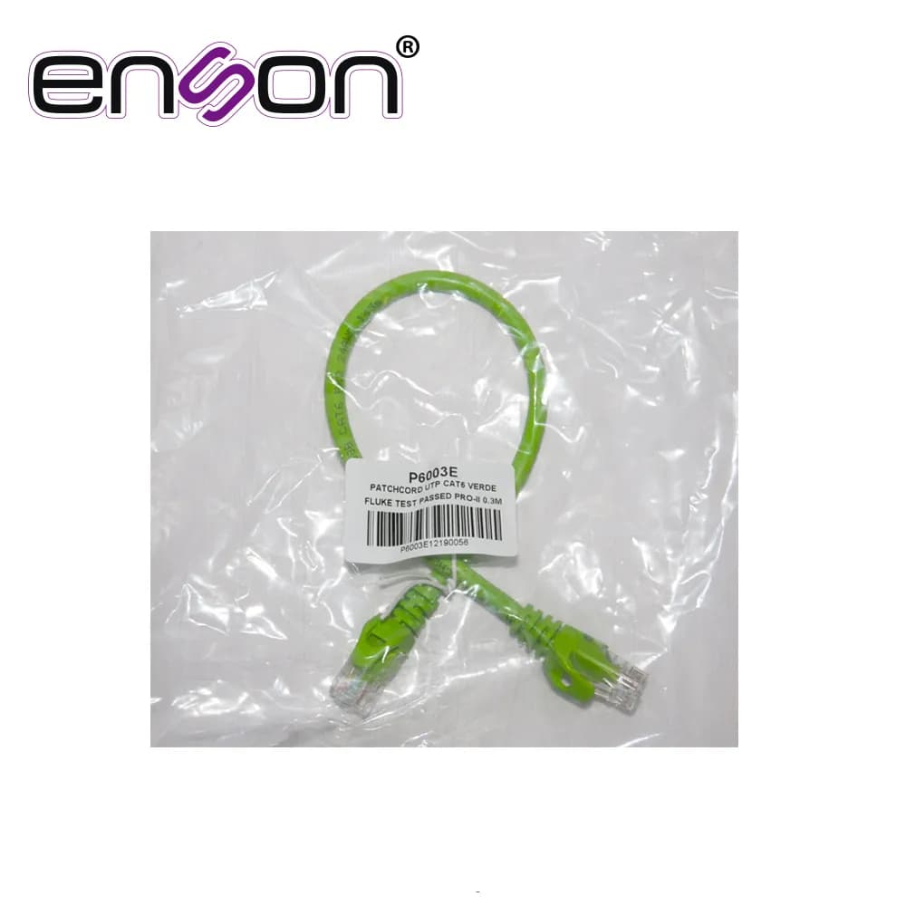 PATCHCORD UTP ENSON P6003E CAT6 30CM VERDE SERIE EPRO 100-II 100 POR C 3