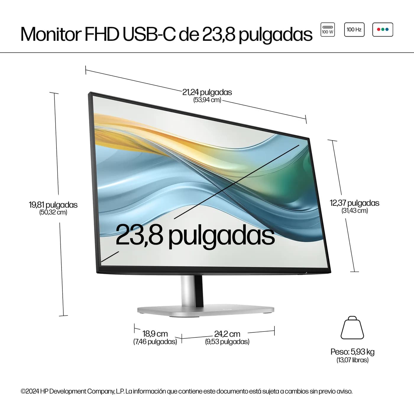 HP Series 5 Pro Monitor USB-C Full HD de la serie 5 Pro de 23,8" y 524 6