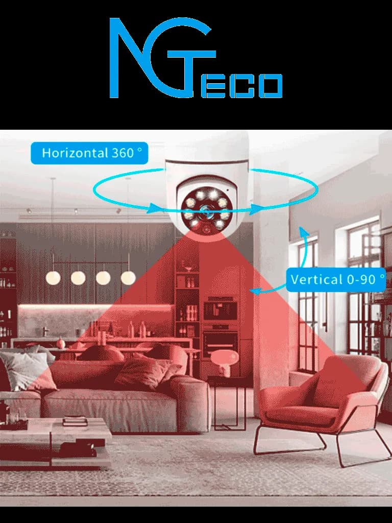 NGTECO NGSH01C2IN - Cámara Inteligente WiFi / 3MP / Visión PTZ 355° /  4