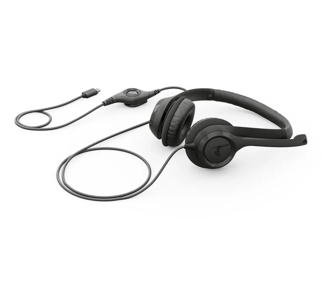 Logitech Audífonos con micrófono USB H390 para computadora, Black, USB 2