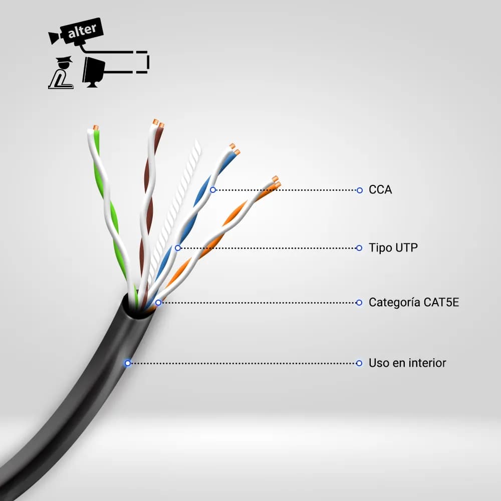 CABLE UTP CAT5E MAXICABLE NEGRO RECUBRIMIENTO DE COBRE CCA 305 MTS PAR 2