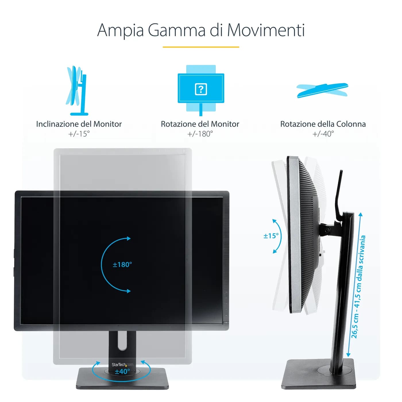 StarTech.com Soporte para Monitor - Porta Monitor Autónomo y de Altura 21