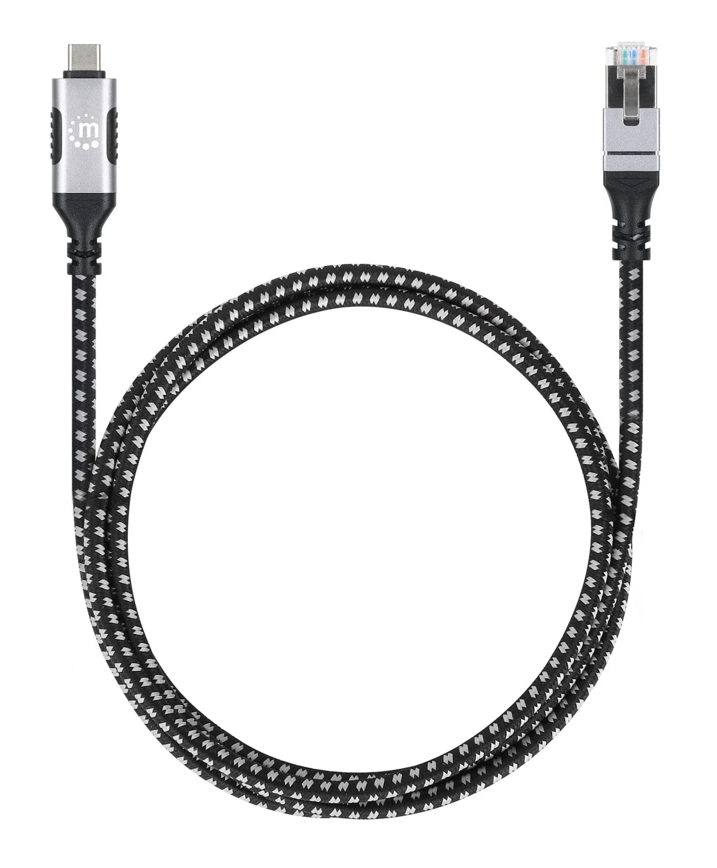 Manhattan 394826 cable de red Negro, Plata 2 m 9