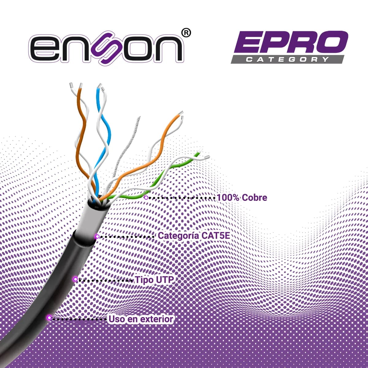 CABLE UTP CAT5E ENSON EPRO-CAT5E-OUGEL FORRO PVC+PE+GEL 4 PARES CALIBR 5