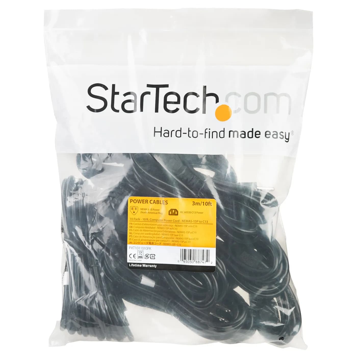 StarTech.com Paquete de 10 Cables de 3m de Alimentación de Computadora 4