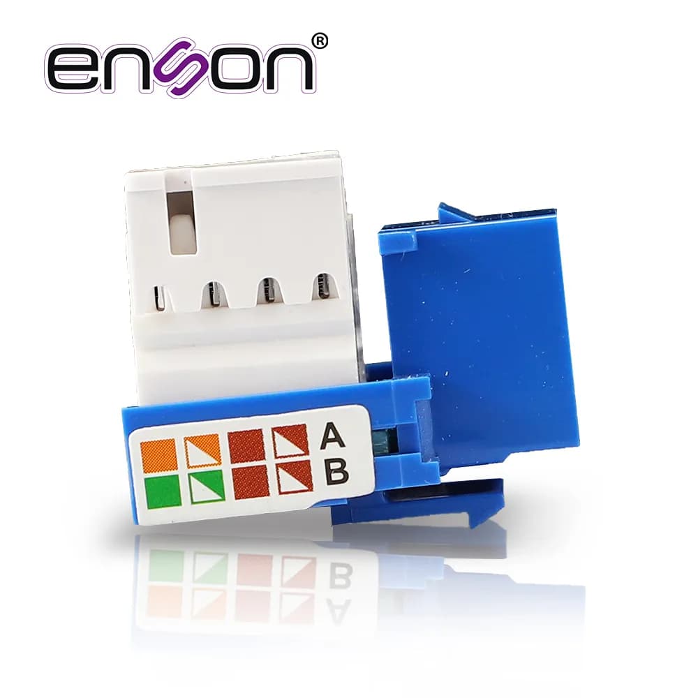CONECTOR JACK ENSON ENS-JC6BL CAT6 COLOR AZUL A 90 GRADOS PONCHADO CON 2