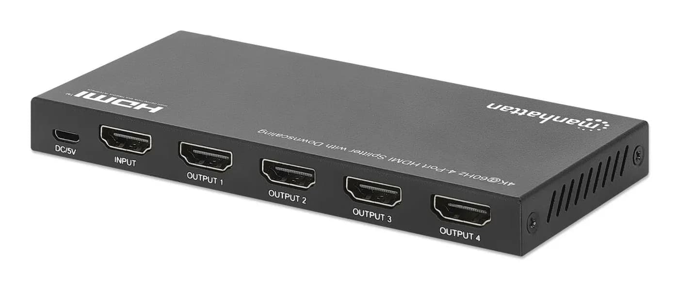 Manhattan Splitter HDMI con 4 puertos 4K y reductor de escala Duplica  4