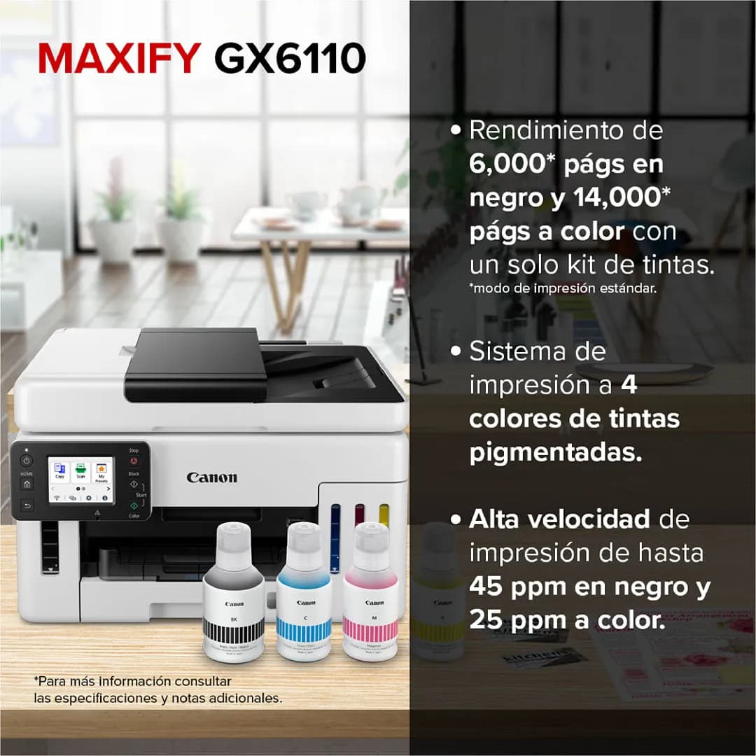 Canon MAXIFY GX6110 Inyección de tinta A4 600 x 1200 DPI 24 ppm Wifi 7