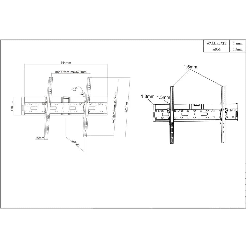 Manhattan Soporte para TV, de pared, con inclinación, pantallas planas 6
