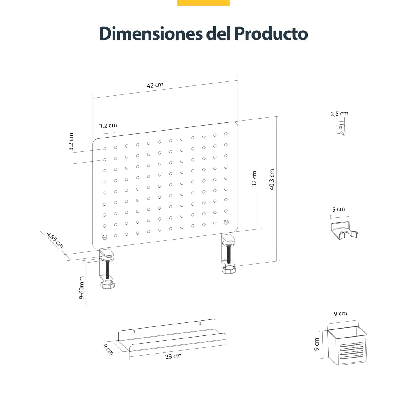 StarTech.com Tablero Perforado de Escritorio con Abrazadera - Panel Pe 15