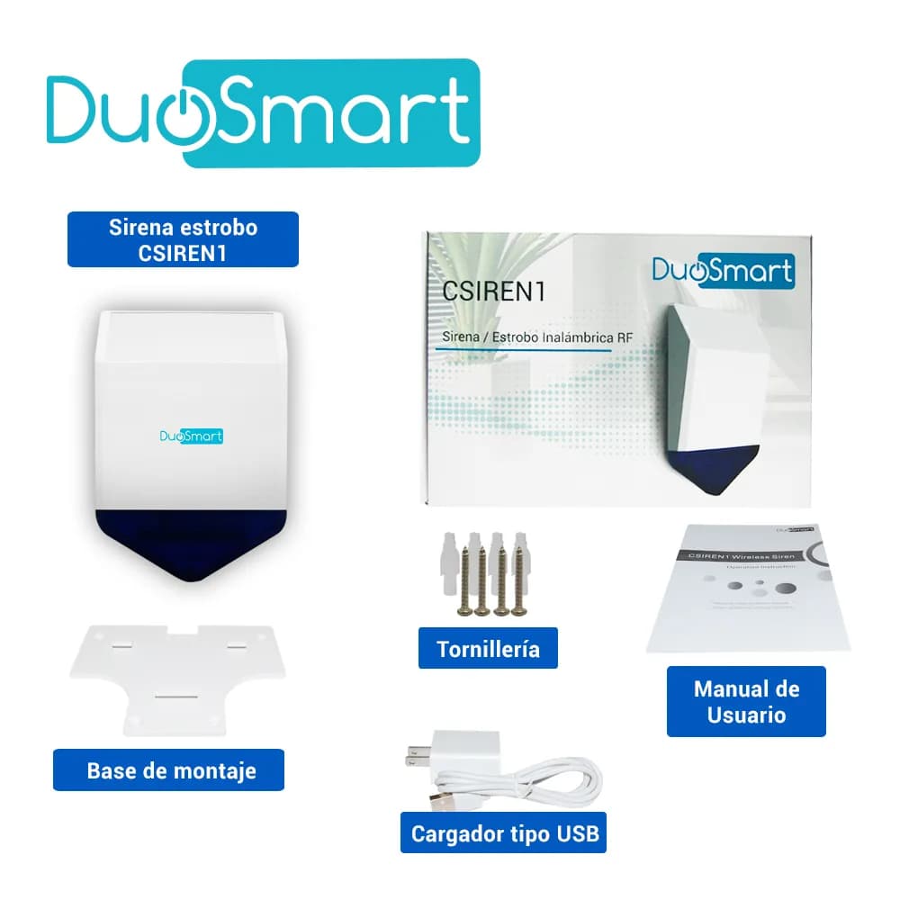 SIRENA/ESTROBO INALAMBRICA RF DUOSMART CSIREN1 **COMPATIBLE CON PANEL  5