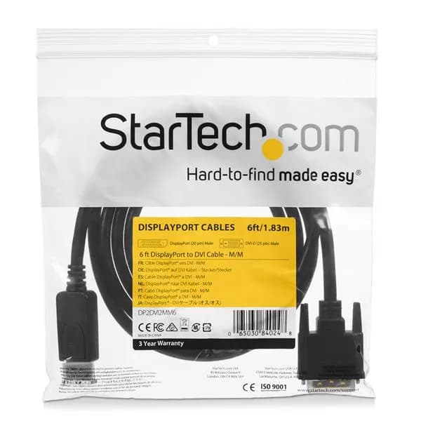 StarTech.com Cable 1.8m Adaptador de Video DisplayPort a DVI - Convert 6