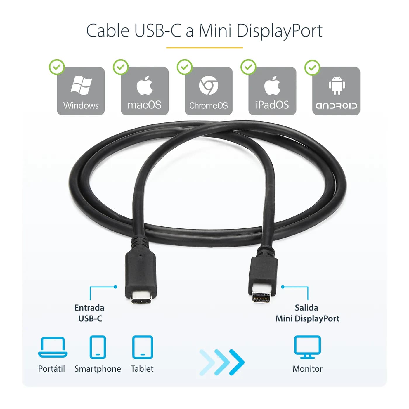 StarTech.com Cable 1.8m USB-C a Mini DisplayPort - 4K 60Hz - Black - A 9