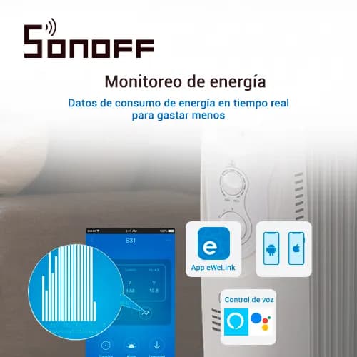 CONTACTO ON/OFF SONOFF S31 SMART INALAMBRICO WIFI PARA SOLUCION DE SMA 5