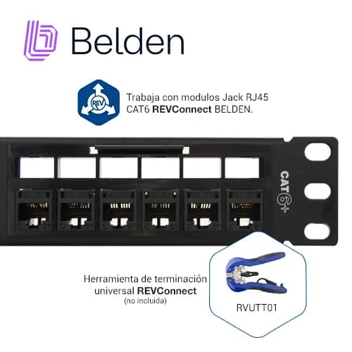PATCH PANEL REVCONNECT CAT6+ BELDEN RV6PPF1U24BK / NEGRO / 24 PUERTOS  3