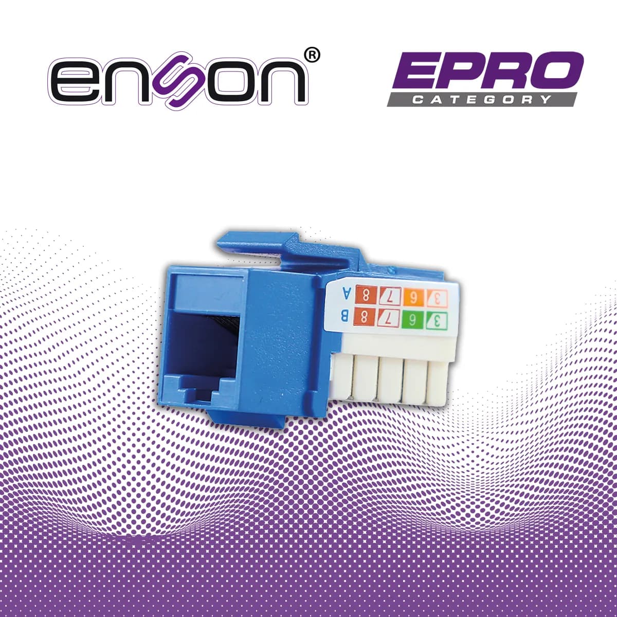 CONECTOR MODULAR JACK KEYSTONE RJ45 ENSON EPRO-JACK6A-BL SERIE PRO, PO 2