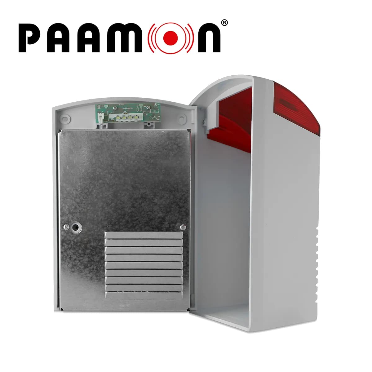 SIRENA ESTROBO EXTERIOR CON BATERIA PM-SRE60RB, CON DOBLE CARCASA UNA  4