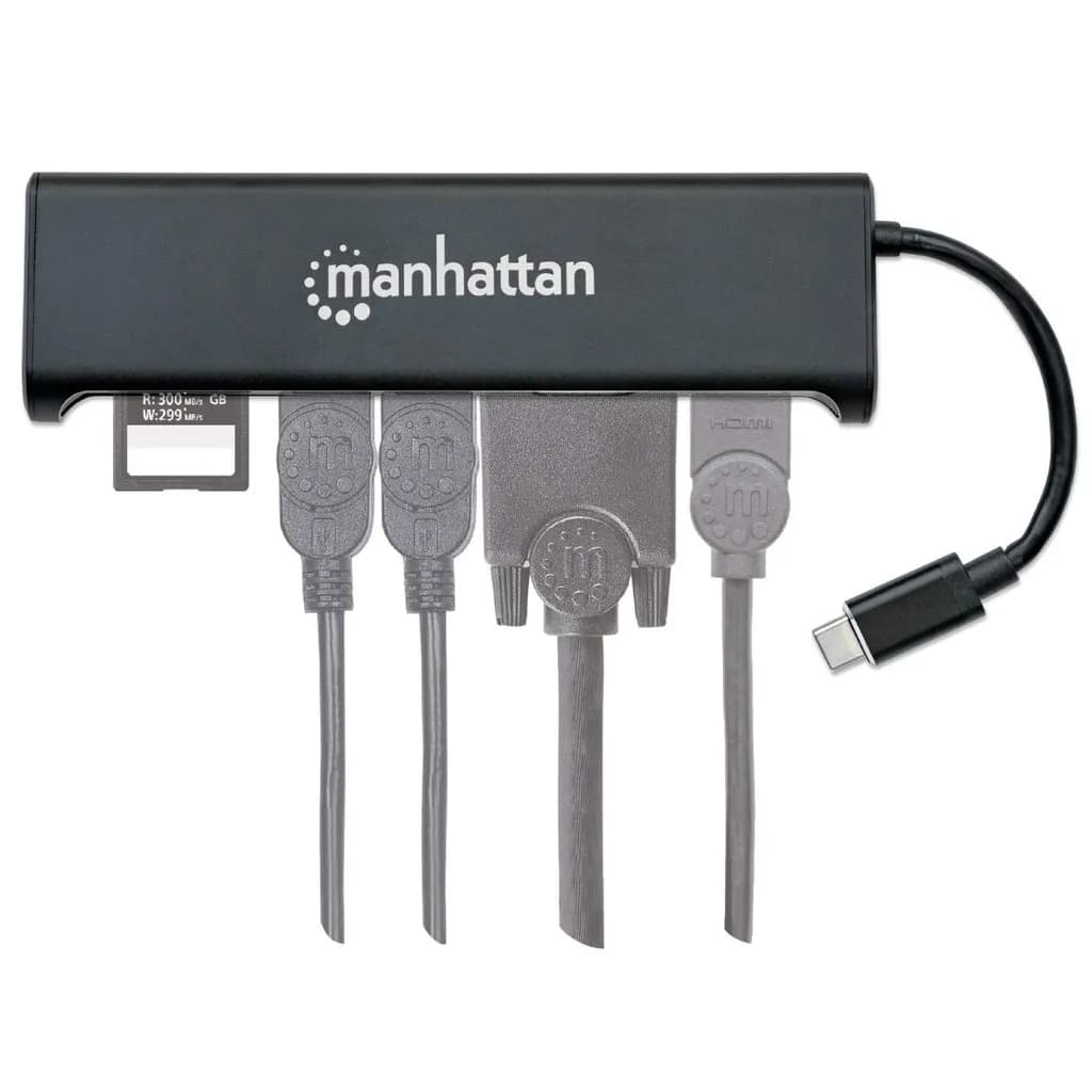 Manhattan Convertidor Docking USB-C Superspeed 4-en-1 a HDMI/VGA 4
