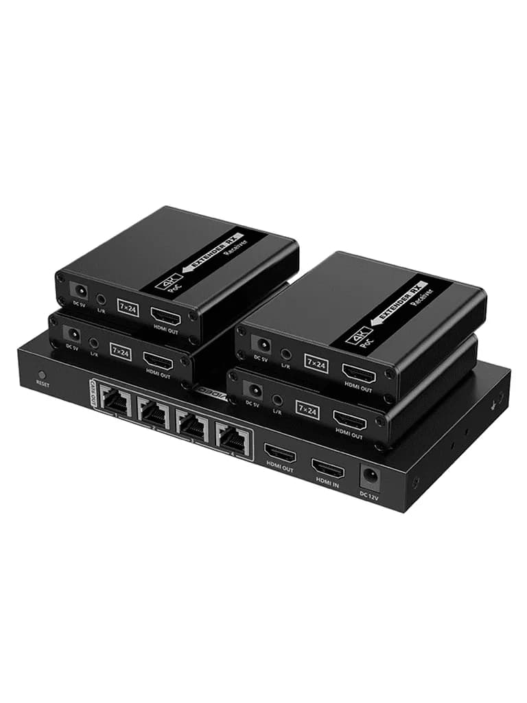 SAXXON LKV724P- Kit Extensor HDMI de 4 Puertos/ Resolucion 4K@30Hz/ Ha 2