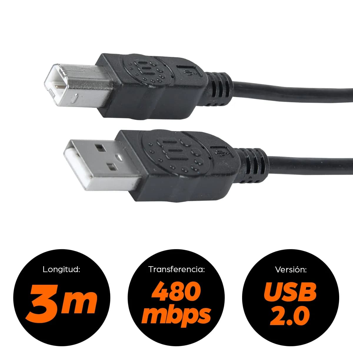 Manhattan Cable para Dispositivos USB B de Alta Velocidad 8