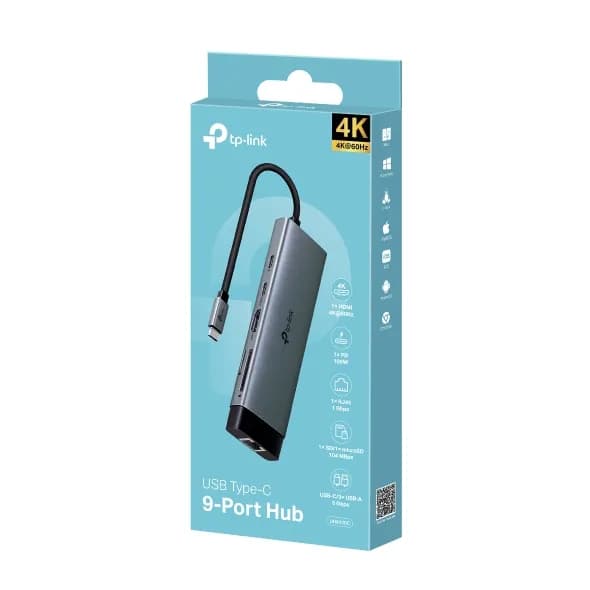 HUB USB-C 9 en 1 / HDMI 4K@60Hz / Ethernet Gigabit / 100W PD / 140.2x4 4