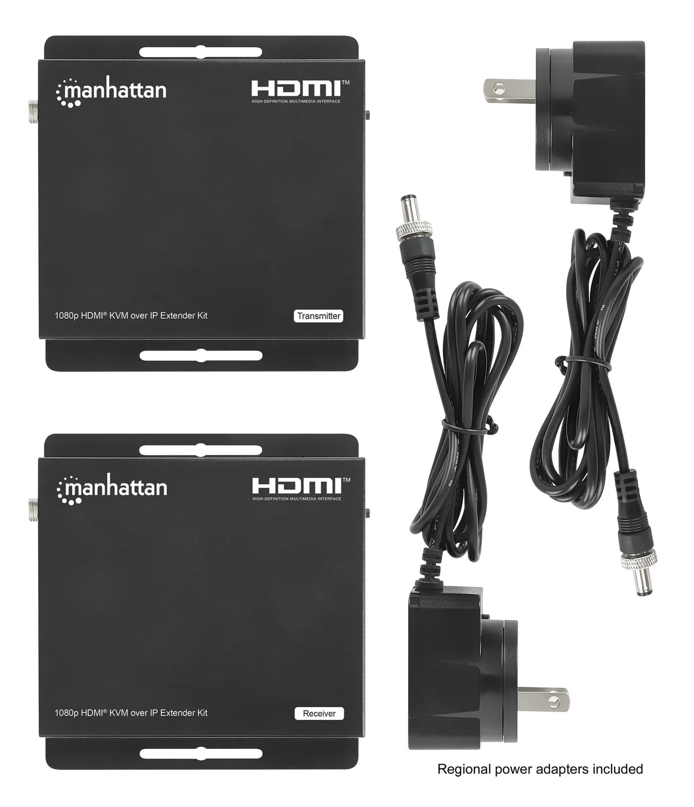 Manhattan 208413 extensor de audio/video Transmisor y receptor AV Negr 7