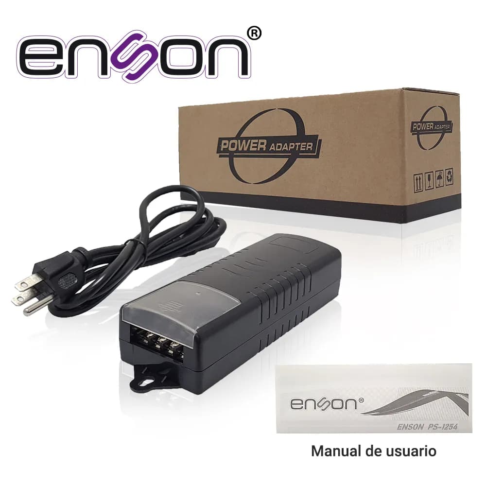 FUENTE DE PODER PARA CAMARA ENSON PS-1254 12V 5AMP CERTIFICACION UL CO 4