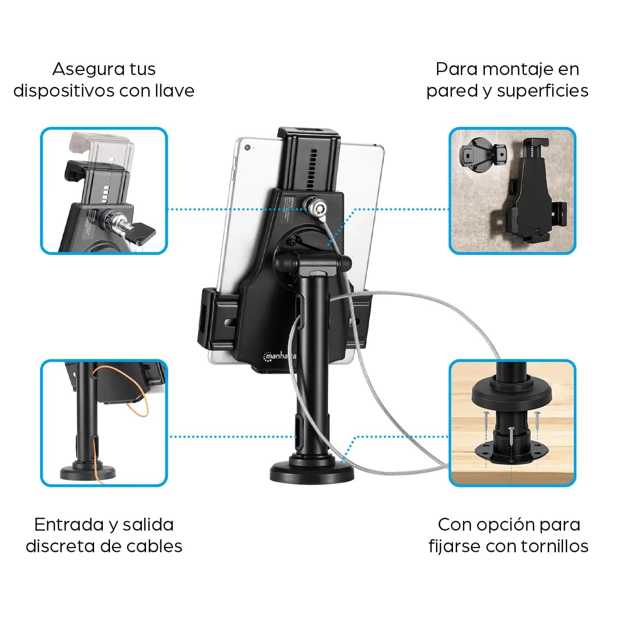 Manhattan Soporte para Tablet o iPad 2 en 1, soporte de escritorio con 9