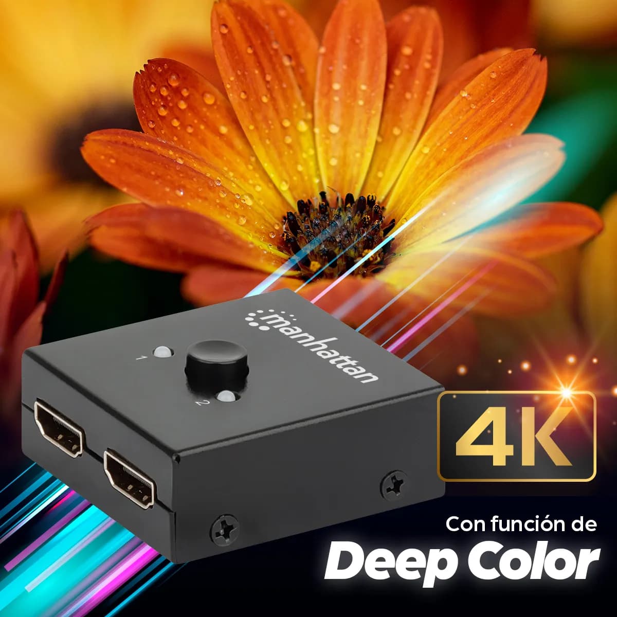 Manhattan 207850 conmutador de vídeo HDMI 4