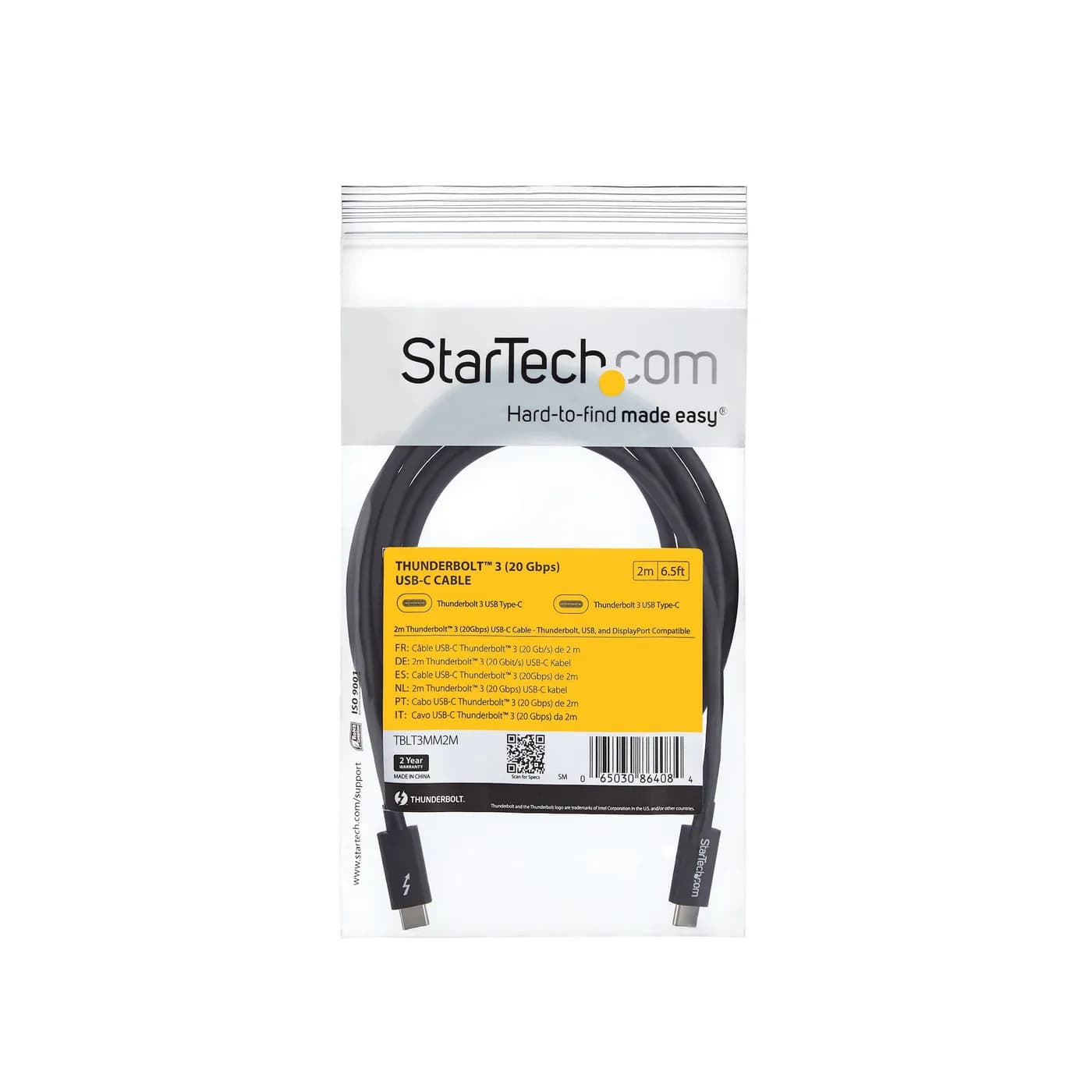 StarTech.com Cable Thunderbolt 3 Pasivo de 2m - 20Gbps - PD 100W - Vid 6