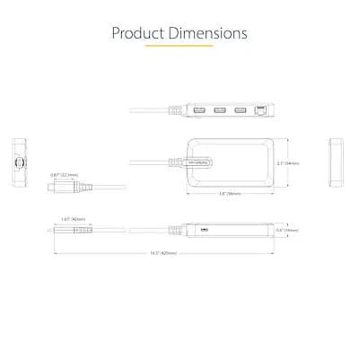 StarTech.com Hub USB-C de 3 Puertos USBA - USB 3.0 de 5Gbps - Alimenta 8