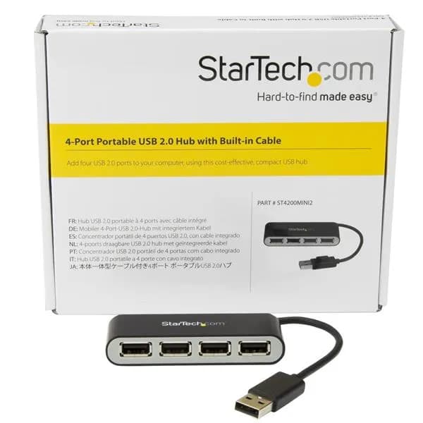 StarTech.com Concentrador USB 2.0 de 4 Puertos con Cable Integrado - H 6
