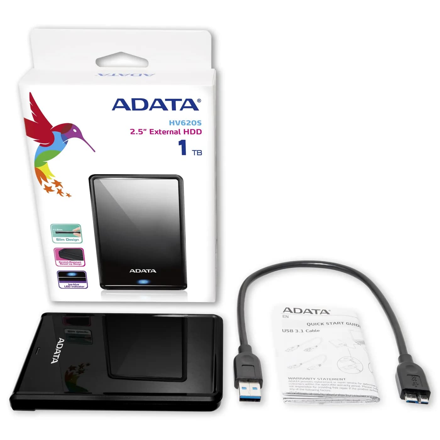 DISCO DURO ADATA  AHV620S-1TU3-CBK SLIM NEGRO USB 3.1 9