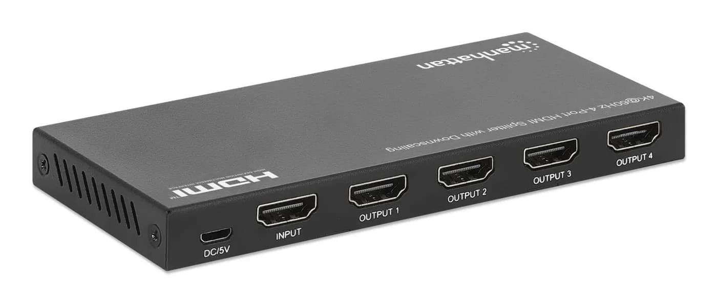 Manhattan Splitter HDMI con 4 puertos 4K y reductor de escala Duplica  5