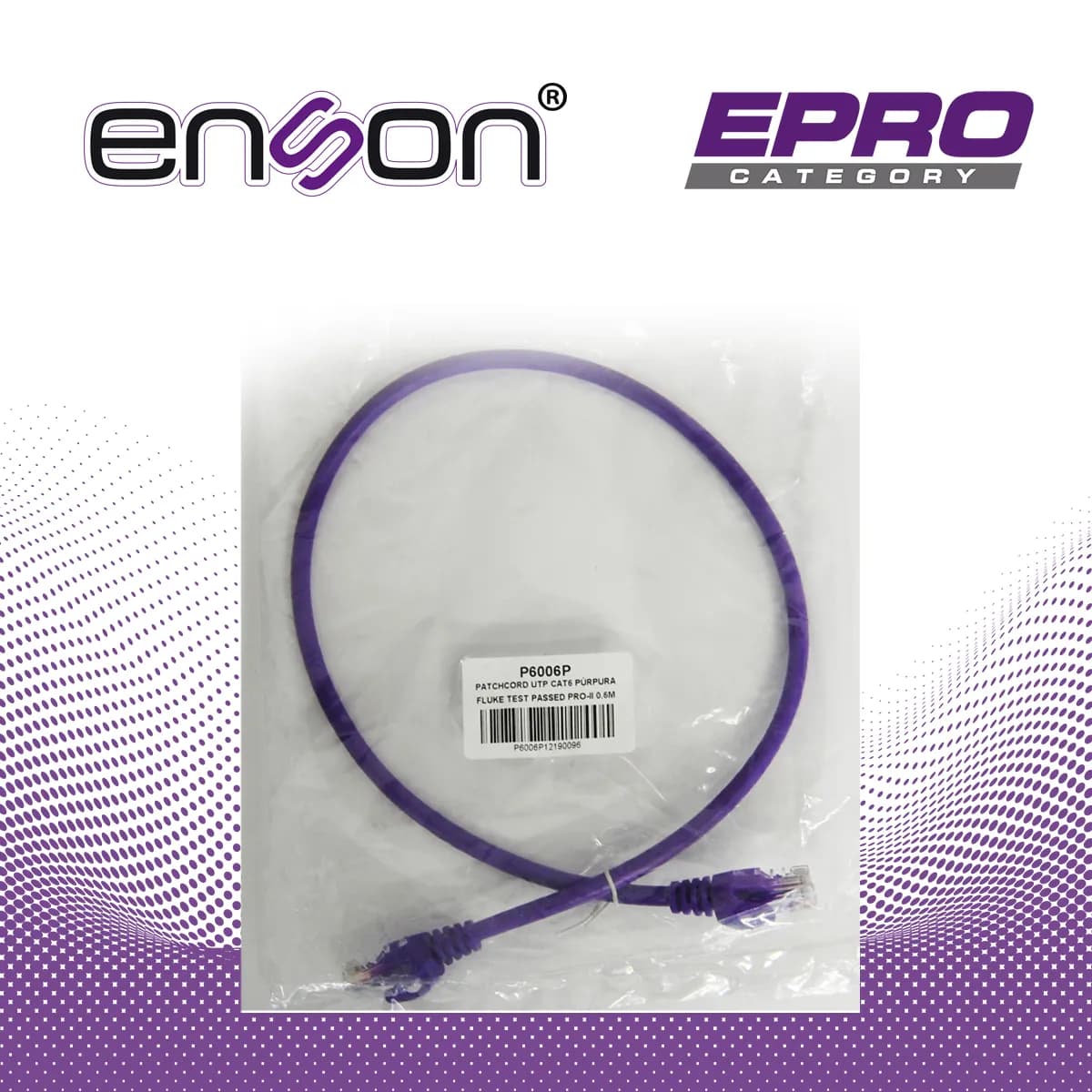 PATCHCORD UTP ENSON P6006P CAT6 60CM MORADO SERIE EPRO 100-II 100 POR  6