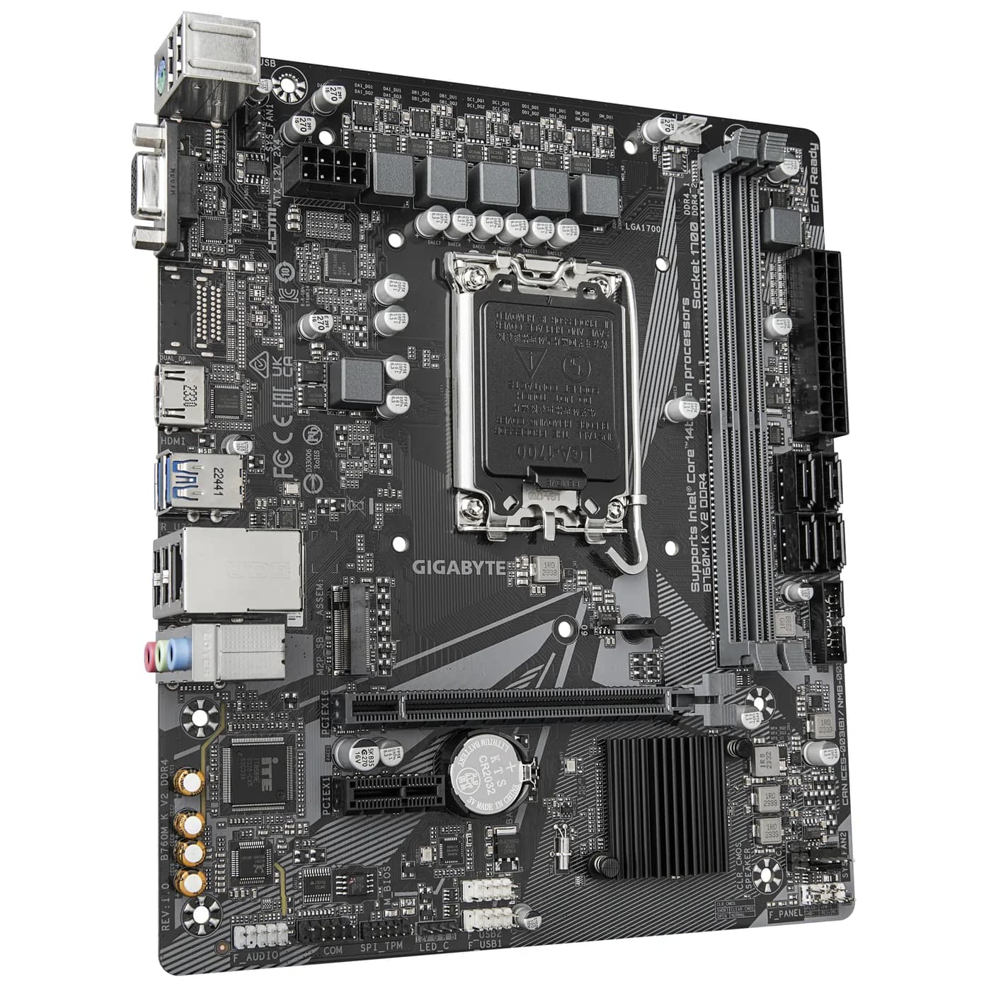 GIGABYTE B760M K V2 DDR4 placa base Intel B760 Express LGA 1700 Micro  3