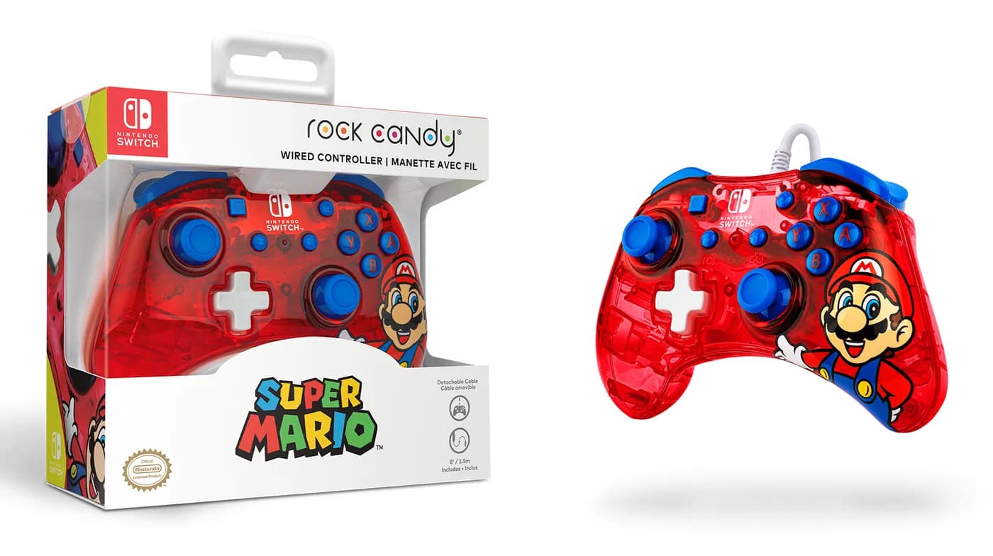 PDP Rock Candy: Mario Punch Rojo, Translúcido USB Gamepad Analógico/Di 9