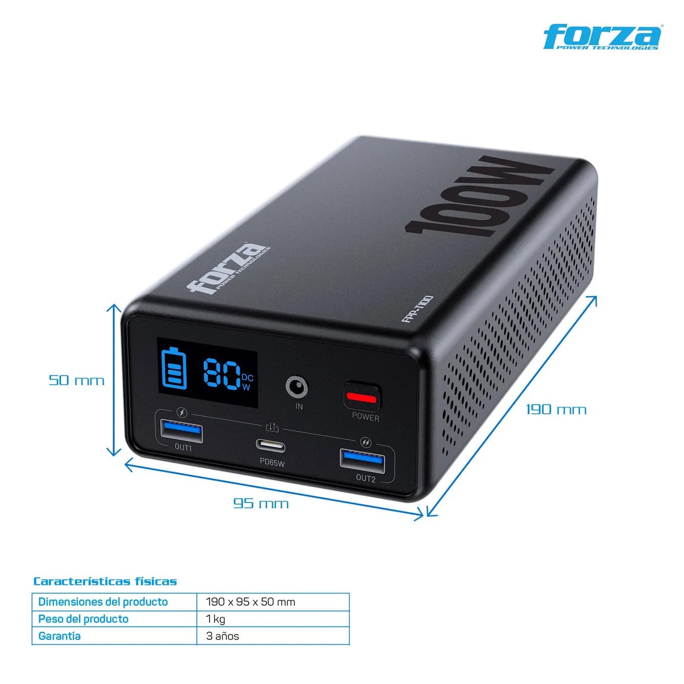 FORZA CENTRAL ELÉCTRICA PORTÁTIL 100W - TOMA 1CA, LFP - 110V
