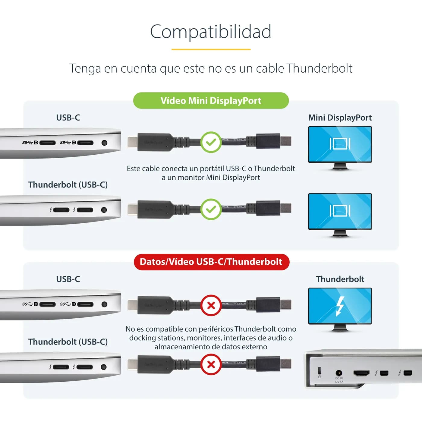StarTech.com Cable 1.8m USB-C a Mini DisplayPort - 4K 60Hz - Black - A 10
